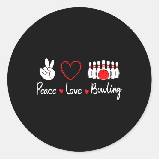 Peace Love Bowling Schattige Bowling Lover Ronde Sticker (Voorkant)