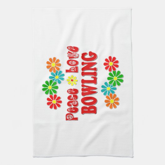 Peace Love Bowling Theedoek (Verticaal)