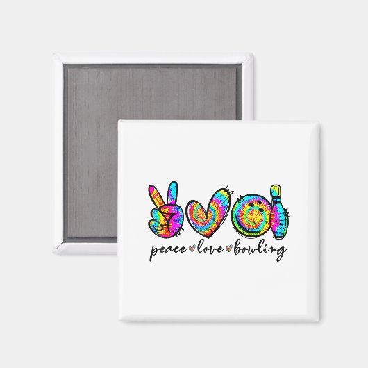 Peace Love Bowling Tie Dye Funny Bowling Lovers  Magneet (Voorkant / Achterkant)