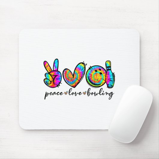 Peace Love Bowling Tie Dye Funny Bowling Lovers Muismat (Met muis)