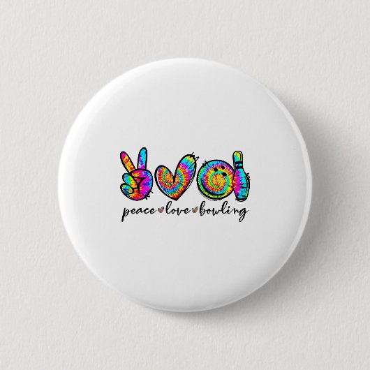 Peace Love Bowling Tie Dye Funny Bowling Lovers  Ronde Button 5,7 Cm (Voorkant)