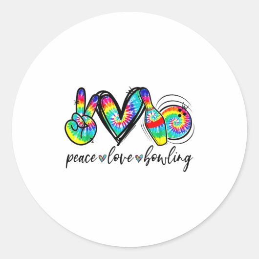 Peace Love Bowling Tie Dye Funny Bowling Lovers  Ronde Sticker (Voorkant)