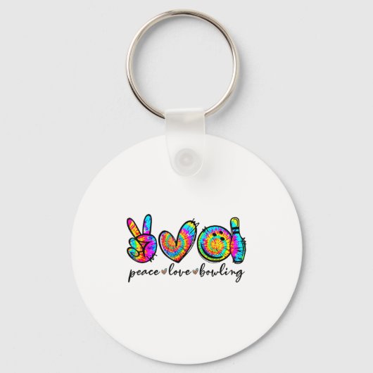 Peace Love Bowling Tie Dye Funny Bowling Lovers Sleutelhanger (Voorkant)