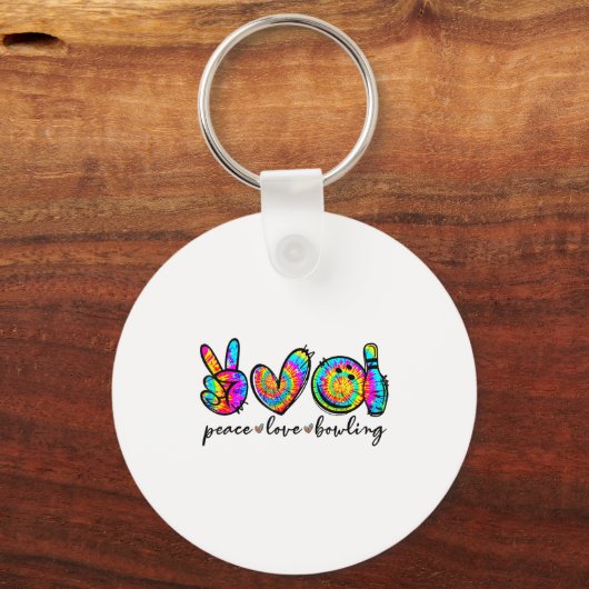 Peace Love Bowling Tie Dye Funny Bowling Lovers  Sleutelhanger (Voorkant)