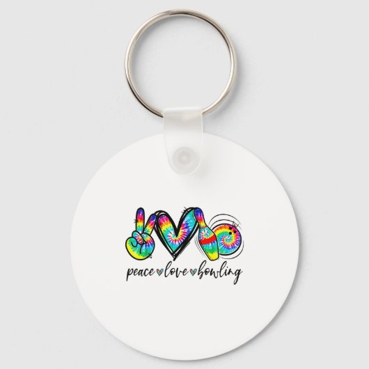 Peace Love Bowling Tie Dye Funny Bowling Lovers  Sleutelhanger (Voorkant)