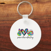 Peace Love Bowling Tie Dye Funny Bowling Lovers  Sleutelhanger (Voorkant)