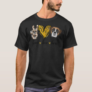 Peace Love Boxer Dog Boxer Pap Moeders Vader T-shirt