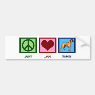 Peace Love Boxers Cute Boxer Dog Bumpersticker