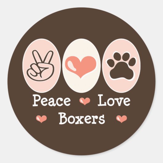 Peace Love Boxers Stickers (Voorkant)