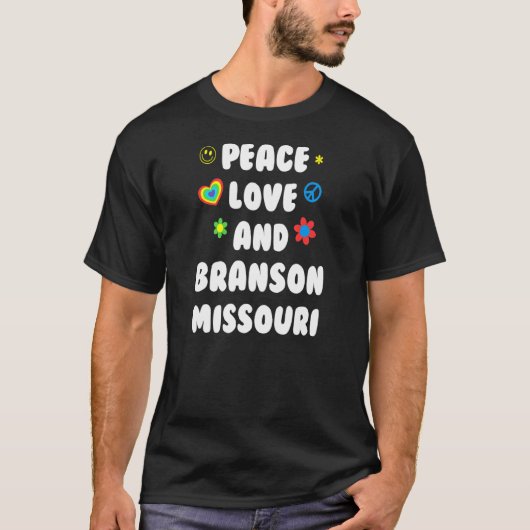 Peace Love Branson Missouri Patriotic Mo Patriotis T-shirt (Voorkant)