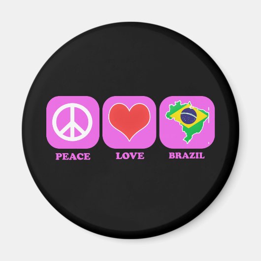Peace Love Brazilië Magneet (Voorkant)