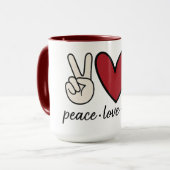 Peace • Love • Brew | Retro Coffee Combo Mok (Voorkant links)