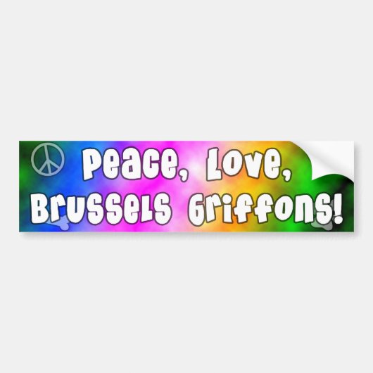 Peace Love Brussels Griffons Bumpersticker (Voorkant)
