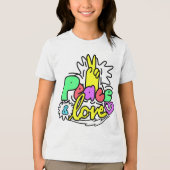 Peace & Love Bubble Letter  Tri-Blend Shirt (Voorkant)