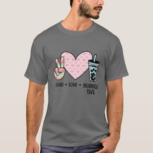 Peace Love Bubble Tea Boba Tea Tea T-shirt (Voorkant)