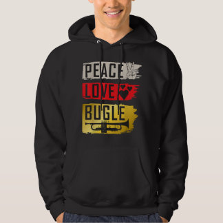 Peace Love Bugle Drumline Music Bugle Music Instru Hoodie
