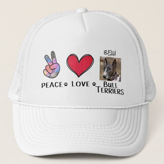 Peace Love Bull Terriers Hondenliefhebbers Trucker Pet (Voorkant)