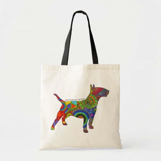 "Peace Love & Bull Terriers" Pop Art Canvas tas (Voorkant)