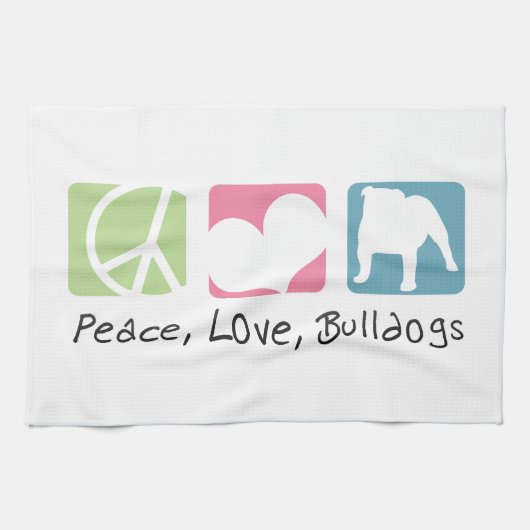 Peace Love Bulldogs Theedoek (Horizontaal)