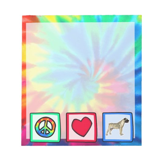 Peace, Love, Bullmastiffs Notitieblok (Voorkant)
