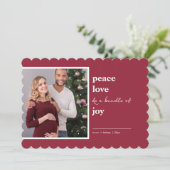 Peace Love Bundel van Joy Square Foto Kerstmis Feestdagenkaart (Staand voorkant)