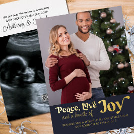Peace Love Bundle of Joy 2 Foto Verwacht Folie Feestdagenkaart