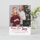 Peace Love Bundle of Joy 2 Foto We verwachten H Feestdagenkaart (Staand voorkant)