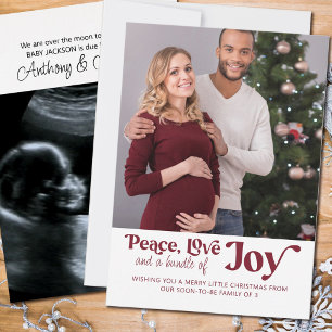 Peace Love Bundle of Joy 2 Foto We verwachten H Feestdagenkaart