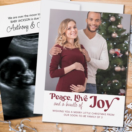Peace Love Bundle of Joy 2 Foto We verwachten H Feestdagenkaart