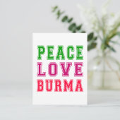 Peace Love Burma. Briefkaart (Staand voorkant)