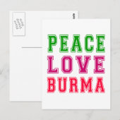 Peace Love Burma. Briefkaart (Voorkant / Achterkant)