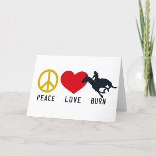 PEACE LOVE BURN WENSKAART BEDANKKAART