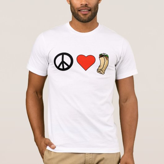 Peace, Love, Burrito T-shirt (Voorkant)