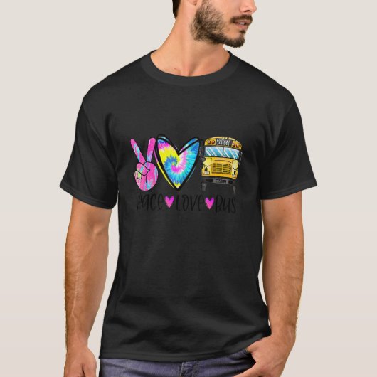 Peace Love Bus Driver First Day Of School Heart Ha T-shirt (Voorkant)