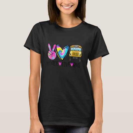 Peace Love Bus Driver First Day Of School Heart Ha T-shirt (Voorkant)