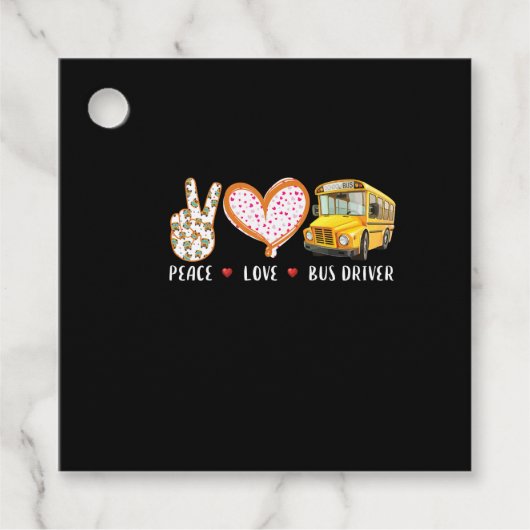 Peace Love buschauffeur geschenken Kinder Mannen V Bedankjes Labels (Voorkant)