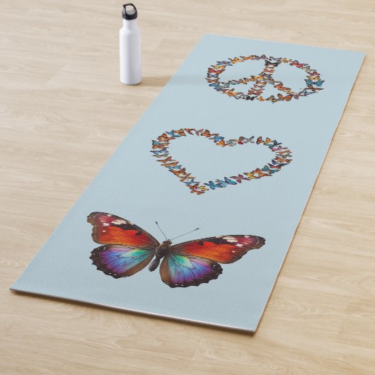 Peace Love Butterflies - Colorful Blue Meditation Yogamat (In situ)