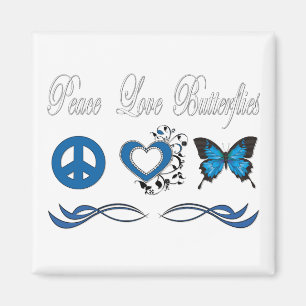 Peace Love Butterflies Magneet