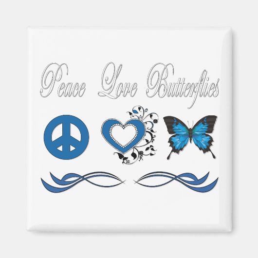 Peace Love Butterflies Magneet (Voorkant)