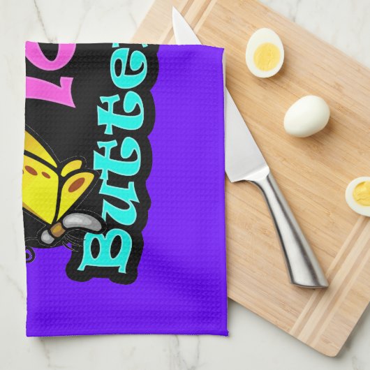 Peace, Love, Butterflies; Retro Theedoek (Quarter Fold)