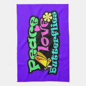 Peace, Love, Butterflies; Retro Theedoek (Verticaal)