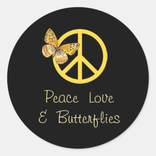 Peace Love & Butterflies Ronde Sticker