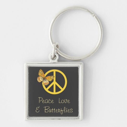 Peace Love & Butterflies Sleutelhanger (Voorkant)