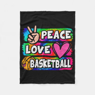 Peace Love Bysketbyll Lover Schattige Tie Dye Girl Fleece Deken