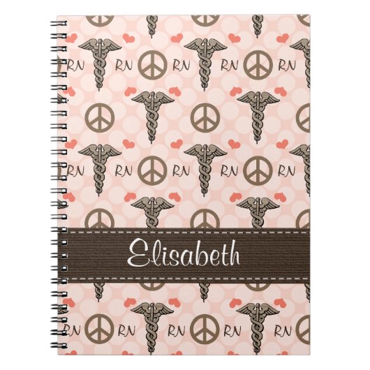 Peace Love Caduceus Nurse RN Spiral Notebook Notitieboek (Voorkant)
