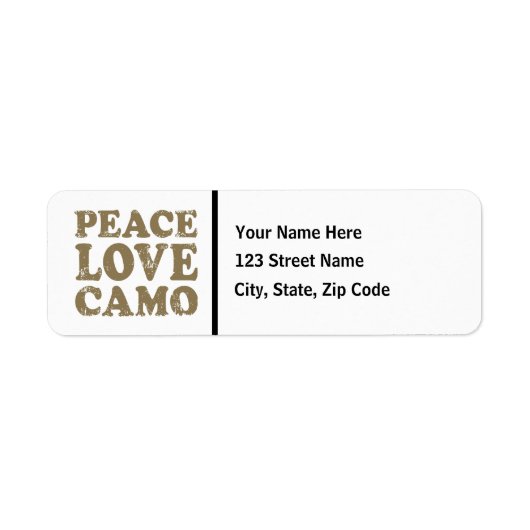 Peace Love Camo Etiket (Voorkant)