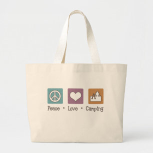 Peace Love Camping Grote Tote Bag