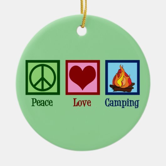 Peace Love Camping Keramisch Ornament (Voorkant)