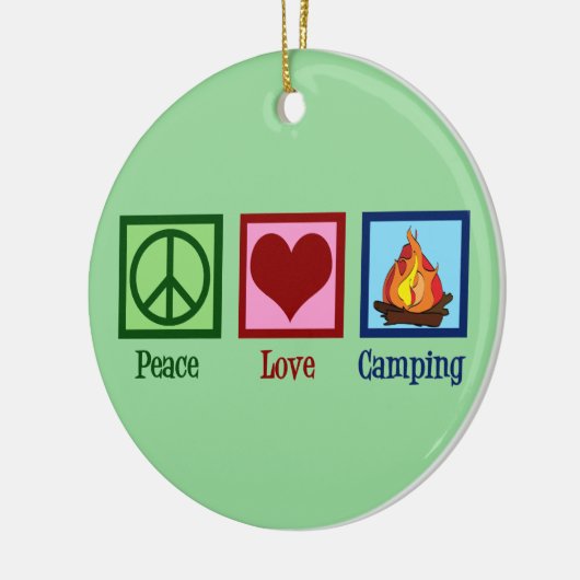 Peace Love Camping Keramisch Ornament (Links)