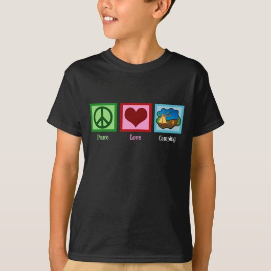 Peace Love Camping Kinder T-shirt (Voorkant)